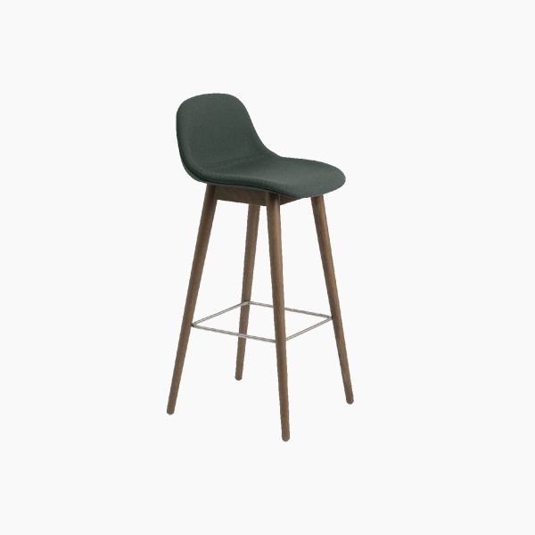 Fiber Bar Stool Wood Base w. backrest