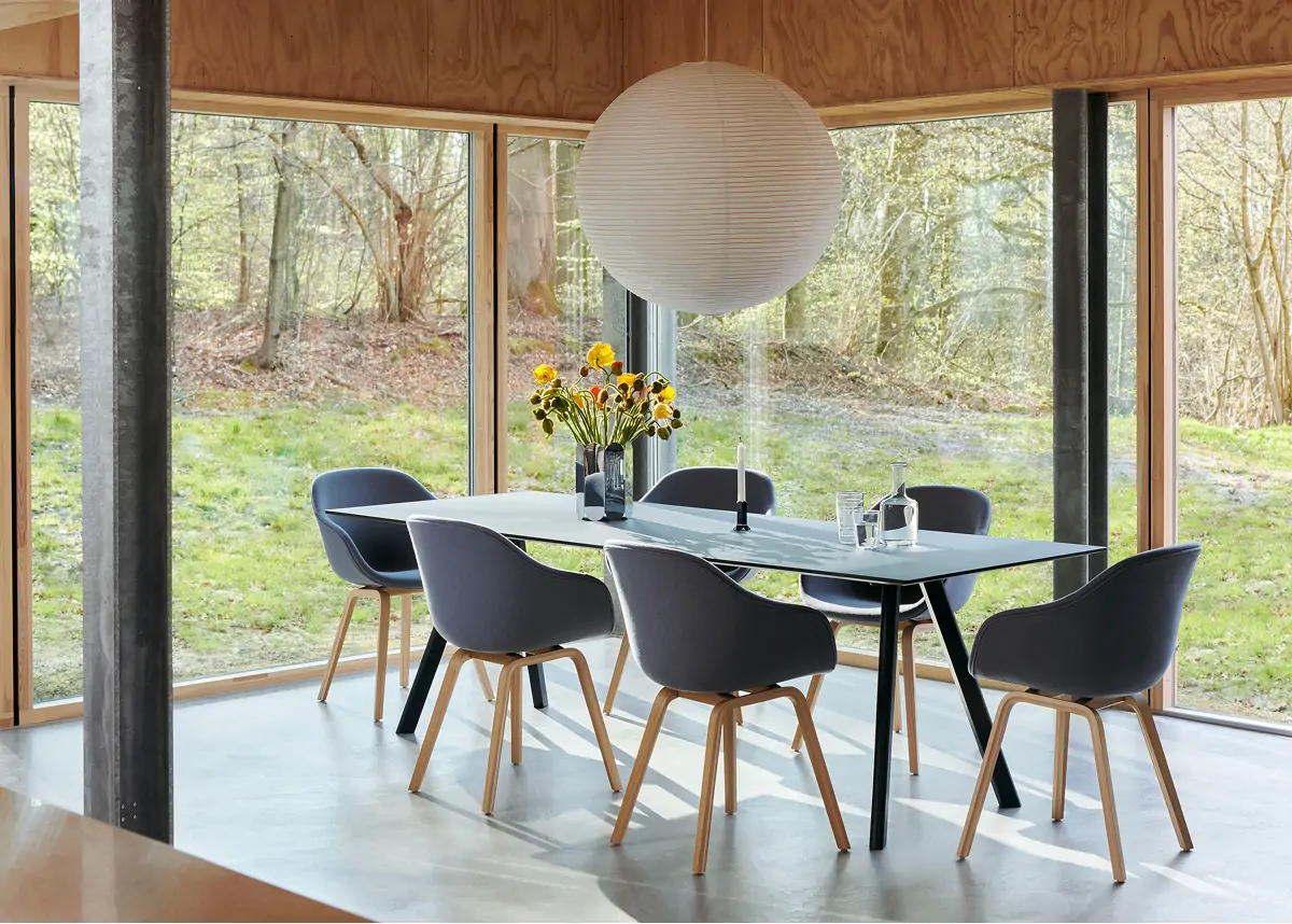 CPH 30 Table L250xW90xH74 smokey blue lino top deep blue wb lacquer oak_AAC 223 Osumi 30_wb lacquer oak base 1