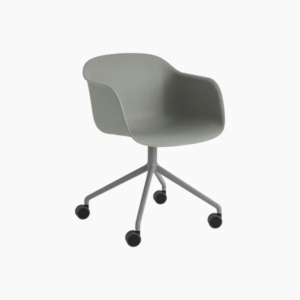 Fiber Armchair Swivel Base w. Castors