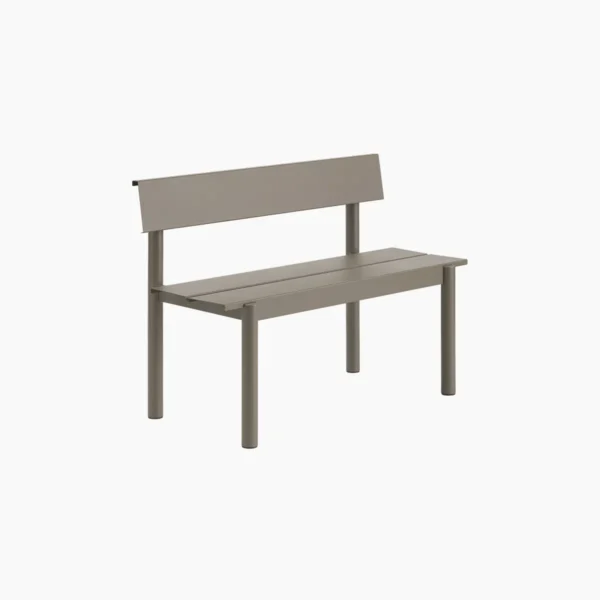 Linear Steel Bench with Backrest