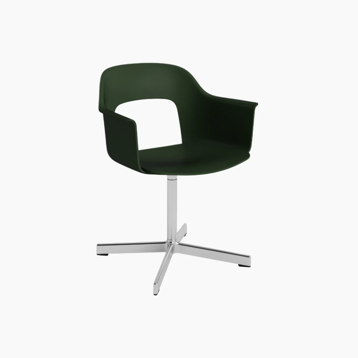 AF291-F335-AA51-01UF_Layout Armchair 231_polished alu 4 star swivel base_bottle green shell